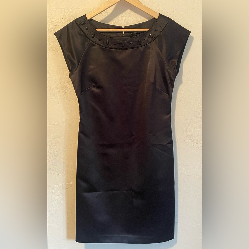 Max & Cleo Black Beaded Sheath Mini Dress
